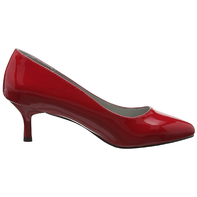 flygtninge skotsk Møde Rød Laklæder 6,5 cm KITTEN-01 store størrelser pumps sko