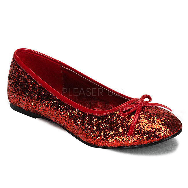 Rød glitter ballerina sko flade hæle