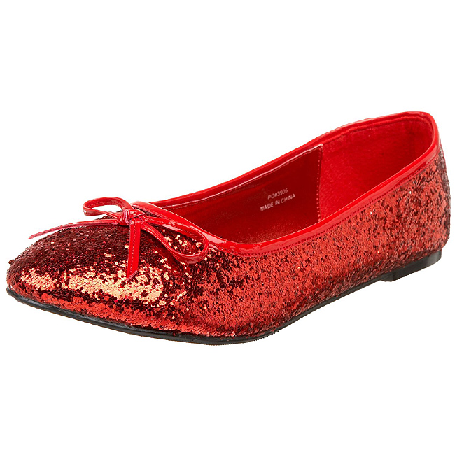alkove delikat aIDS Rød STAR-16G glitter ballerina sko med flade hæle