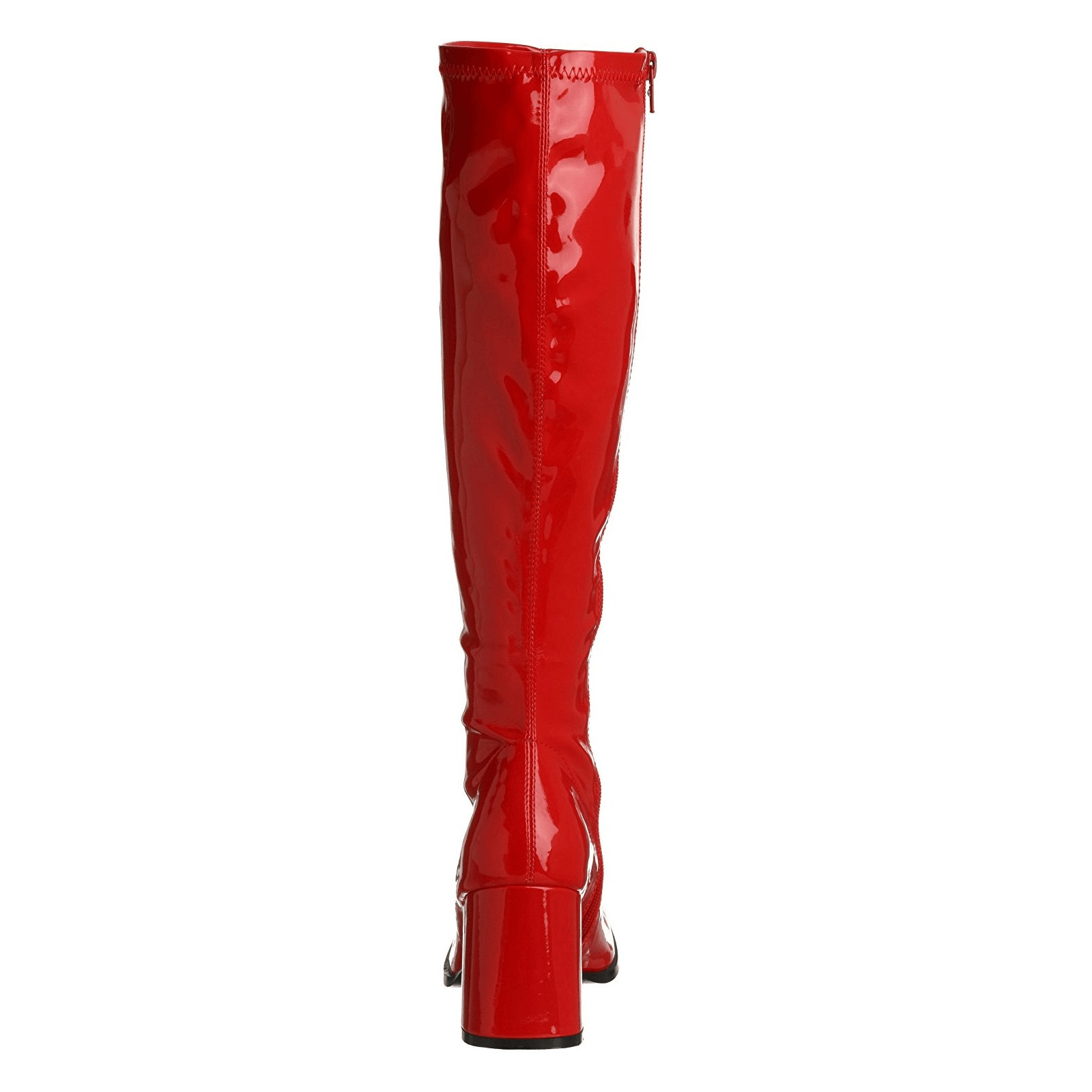 Røde laklæder støvler 7,5 cm 70 erne hippie disco boots knæhøje patent læder støvler