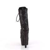 1040SPF - 18 cm pleaser hjhlede boots slange mnster sorte