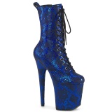 1040SPF - 20 cm pleaser high heels ankle boots snake pattern blue