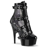 Strass mesh plateauboots 15 cm DELIGHT-1013RM boots i sort
