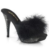 Kunstl�der 11,5 cm ELEGANT-401F Sorte h�je h�le mules marabou fjer