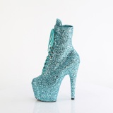 ADORE-1020GWR 18 cm pleaser high heels ankle boots glitter turquoise