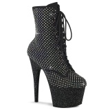 ADORE-RM 18 cm pleaser high heels ankle boots strass black