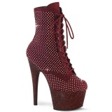 ADORE-RM 18 cm pleaser high heels ankle boots strass burgundy