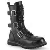 Ægte læder RIOT-12BK støvler med stål tå-kappe - demonia militærstøvler