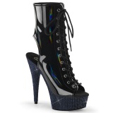BEJ-1016-6 - 18 cm pleaser high heels ankle boots strass black