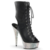 BEJ-1016-6 - 18 cm pleaser high heels ankle boots strass silver