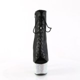 BEJ-1016-7 - 18 cm pleaser high heels ankle boots strass black