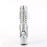 BEJ-1020-7 - 18 cm pleaser high heels ankle boots strass silver