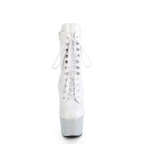 BEJ-1020-7 - 18 cm pleaser hjhlede boots strass hvid