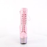 BEJ-1020-7 - 18 cm pleaser hjhlede boots strass rosa