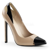 Beige Shiny 13 cm SEXY-22 Low Heeled Classic Pumps Shoes