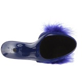 Blå 13 cm POISE-501F Marabou fjer Høje Slip in sko