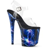 Blå 20 cm FLAMINGO-808STORM Hologram plateau high heels sko