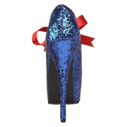 Blå Glimmer 14,5 cm TEEZE-10G Concealed burlesque spidse pumps med stiletter hæle