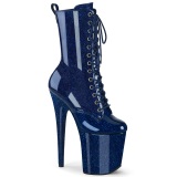 Blå glitter 20 cm kvinder højhælede boots plateau