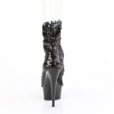 Black 15 cm DELIGHT-1008SQ womens sequins ankle boots