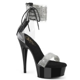 Black 15 cm DELIGHT-627RS platform high heels with ankle straps