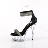 Black 15 cm DELIGHT-641 pleaser high heels with ankle straps