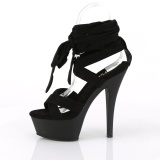 Black 15 cm KISS-274 knee high womens gladiator sandals