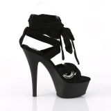 Black 15 cm KISS-274 knee high womens gladiator sandals