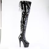 Black 18 cm ADORE-4011 Vinyl crotch high overknee boots