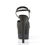 Black 18 cm ADORE-709-2G glitter platform sandals shoes