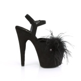 Black 18 cm ADORE-709F exotic pole dance high heel sandals with feathers