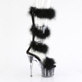 Black 18 cm ADORE-728F exotic pole dance high heel sandals with feathers
