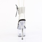 Black 18 cm ADORE-791-2RS transparent platform high heels with ankle straps