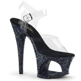 Black 18 cm MOON-708LG glitter platform high heels shoes
