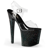 Black 19 cm TABOO-708MG glitter platform high heels shoes
