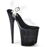 Black 20 cm FLAMINGO Glitter Platform High Heels Shoes
