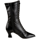 Black 7 cm VICTORIAN-120 Lace Up Ankle Calf Women Boots