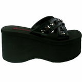 Black 9 cm FUNN-29 Goth Platform Sandals Womens