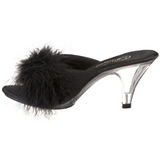 Black Feathers 8 cm BELLE-301F High Women Mules Shoes for Men