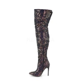 Black Glitter 13 cm COURTLY-3015 Pleaser Overknee Boots