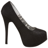 Black Glitter 14,5 cm Burlesque TEEZE-31G Platform Pumps Shoes