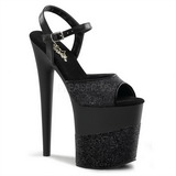 Black Glitter 20 cm Pleaser FLAMINGO-809-2G High Heels Platform