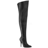 Black Leatherette 13 cm SEDUCE-3000WC thigh high stretch overknee boots with wide calf