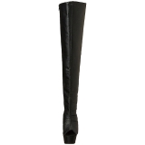 Black Leatherette 15 cm DELIGHT-3019 Platform Thigh High Boots