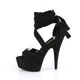 Black Leatherette 15 cm DELIGHT-679 high heels with ankle laces