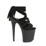 Black Leatherette 20 cm FLAMINGO-876 high heels with ankle laces