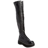 Black Leatherette 5 cm EMILY-375 overknee boots with laces