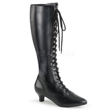 Black Leatherette 5 cm FAB-2023 big size boots womens