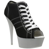 Black Neon 15 cm DELIGHT-600SK-01 Canvas high heels chucks