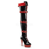 Black Red 15,5 cm MEDIC-3028 Platform Thigh High Boots
